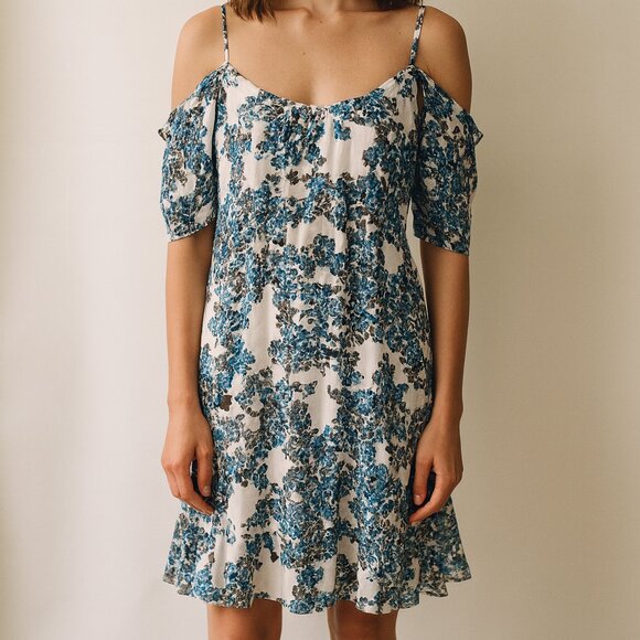 Parker Floral Off Shoulder Mini Dress Sz S - Picture 1 of 6